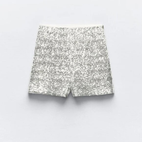 ZARA SEQUIN HIGH WAISTED SHORTS - Picture 6 of 7